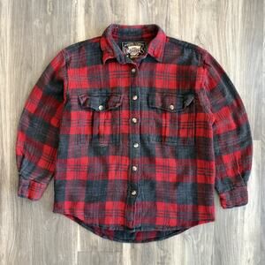 Vintage No Barriers Flannel Shirt Women's Size M Thermal Knit 1980s Button Up
